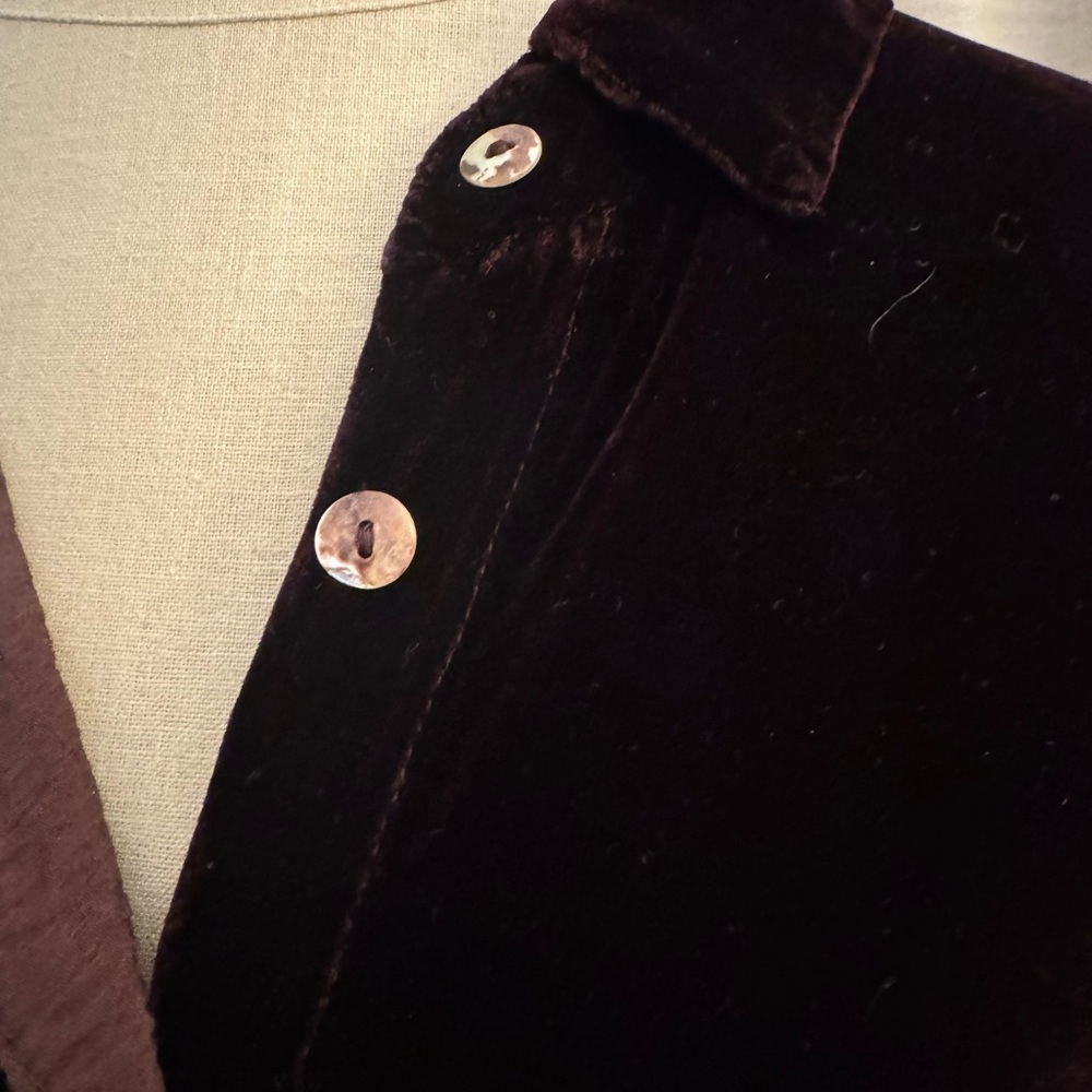 Cut Loose Velvet Button-Down Shirt - Deep burgundy/brown Size S - Picture 2 of 7